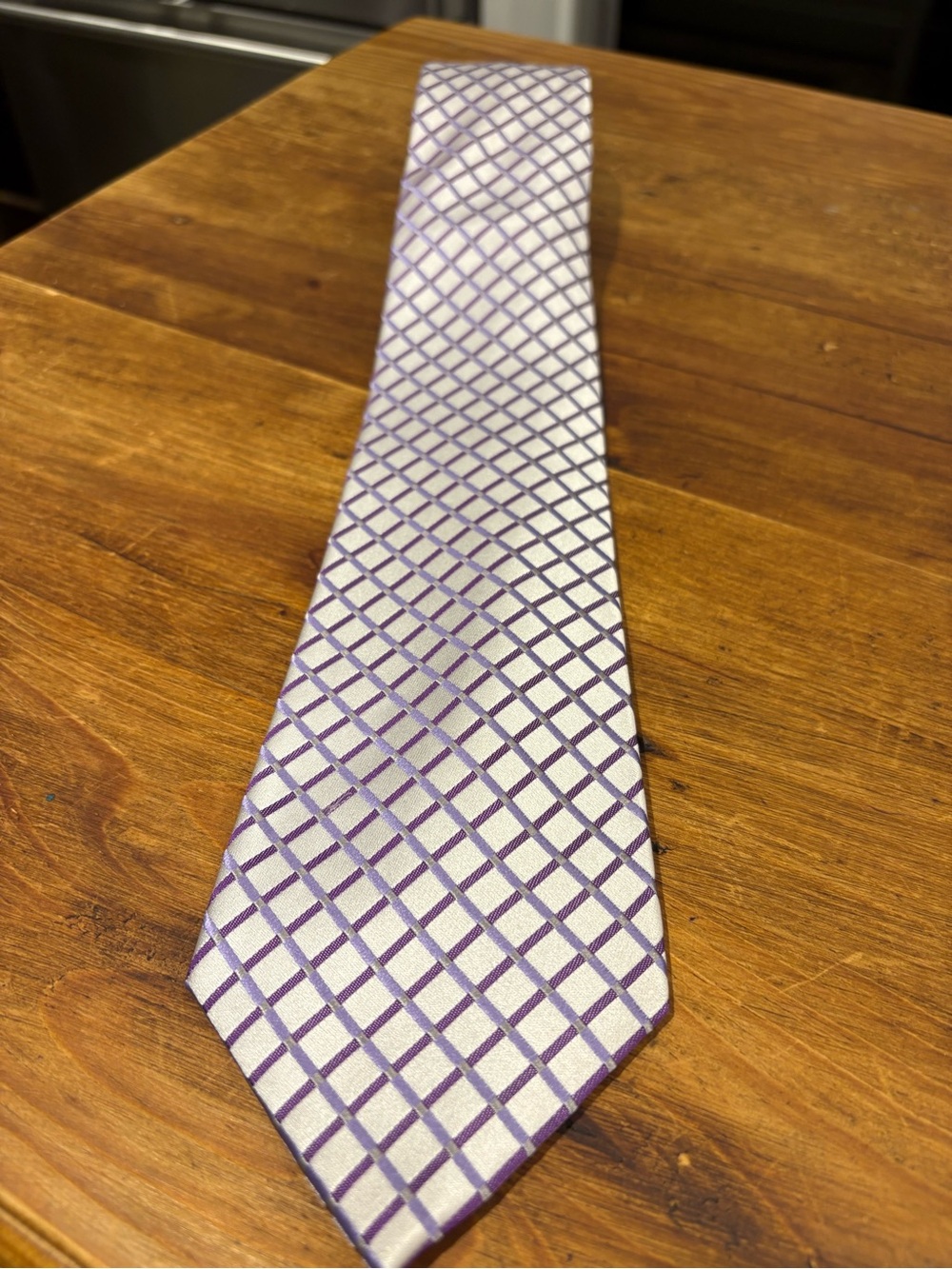 croft & barrow Silver Tie with Purple Windowpane